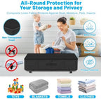 Large Sturdy Under Bed Storage with Wheels, 2 Pack 50L Rolling Underbed Storage Bins, Under Bed Containers Drawer with Metal Bottom Support, Bedroom Organizer with Lids for Clothes, Shoes, Blankets - Image 2