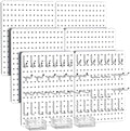 Peg Board, 112pcs Metal PegBoard Organizer with Accessories, 6 Pack 16'' x 12'' White Pegboard Panels with Hooks, Wall Organizer for Craft Room,Sewing Room,Office,Garage,Kitchen by Hogurity