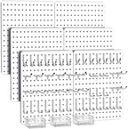 Peg Board, 112pcs Metal PegBoard Organizer with Accessories, 6 Pack 16'' x 12'' White Pegboard Panels with Hooks, Wall Organizer for Craft Room,Sewing Room,Office,Garage,Kitchen by Hogurity
