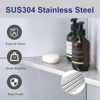 12" Corner Shower Shelf, 1-Pack Shower Shelves SUS304 Stainless Steel Bathroom Shelves for Tile Walls, Recessed Corner Shelf Organizer Rack, No Drilling (Brushed) - Image 3