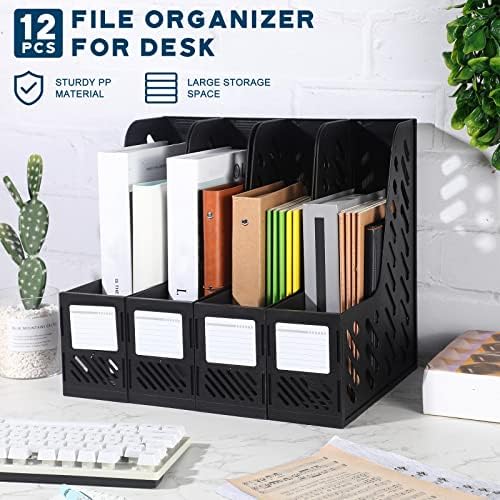 Glenmal 12 Pack Magazine File Holder Organizers Vertical Desk, Black - Image 4