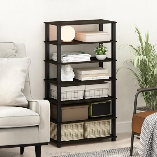 Furinno Turn-N-Tube Storage Shelves Set of 2, 4-Tier Stackable Standing Shelf, Open Corner Shelf, for Organization and Storage, Living Room, Garage, Home Office, Espresso by Furinno-FitsYourSpaceFitsYourBudget