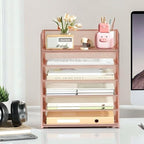 6 Tier Paper Organizer with Handle,Construction Teacher Desk Decor,Rose Gold - Image 7