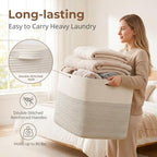 OIASKET 108L Cotton Rope Storage Basket for Living Room and Bedroom 25"x16"x16" Woven Laundry Basket, Heavy Duty Bin for Blankets, Pillows & Toys, Pet-Safe & Scratch-Free, Black and White - Image 3