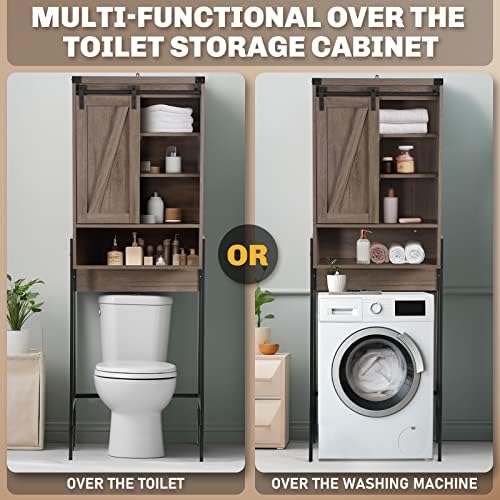 Over Toilet Storage Cabinet with Barn Door & Adjustable Shelves - Image 6