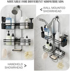 Shower Caddy Hanging for Bathroom Organizers and Storage - 3-Tier Adjustable Anti-Swing Shower Organizer Hanging with Heavy-Duty Suction Cups, Damage-Free Rustproof (Black) - Image 2