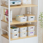 Anysig 8 Pack Plastic Storage Bins with Bamboo Lids, 5.2 QT Stackable Bins - Image 7