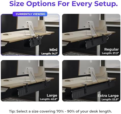 Ascrono Original Under Desk Cable Management Tray, Black, 14.1" - Image 4