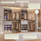 Besiost Closet System, Up to 134"/11.2 FT Closet Organizer with 4 Wooden Drawers and Shelves, Walk-in Closet System with 6 Hanging Rods, Built-in Closet Can Fit 96"/8FT, 120"/10FT, Morandi Grey Set 2 - Image 5
