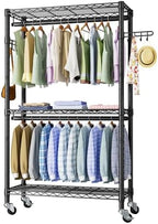 Golpart Heavy Duty Rolling Clothes Rack Wheels Portable Metal Garment Rack by Golpart