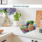 2Pack Metal Mesh Steel Basket with Bamboo Handle - Wire Metal Basket for Kitchen Organization, 12" Wide Food Organizer Bin, Perfect for Organizing Bulk Pantry (BLUE) - Image 6