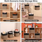 ICERZCZ 11 Inch Cube Storage Bins, Storage Cube Organizer Bins, Woven Cotton Rope Baskets for Storage, Storage Basket for Organizing Shelves, Square Baskets for Toys Nursery, Black & Jute (Pack of 3) - Image 4