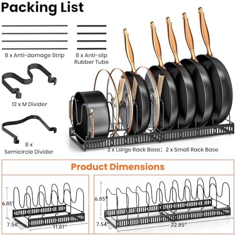 MUDEELA Expandable Pot Pan Lid Organizers inside Cabinet, 10 Divider 2-Pack - Image 3