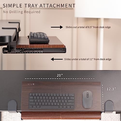 VIVO Dark Walnut Clamp-on 20 x 11 in Keyboard Tray, MOUNT-KB05ES-D - Image 6
