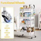TOOLF 4 Tier Metal Rolling Cart, Utility Storage Cart with Wheels, White - Image 4