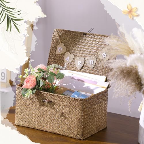 Geelin Seagrass Wedding Card Basket with Card Banner,14 Inch,Coffee - Image 5