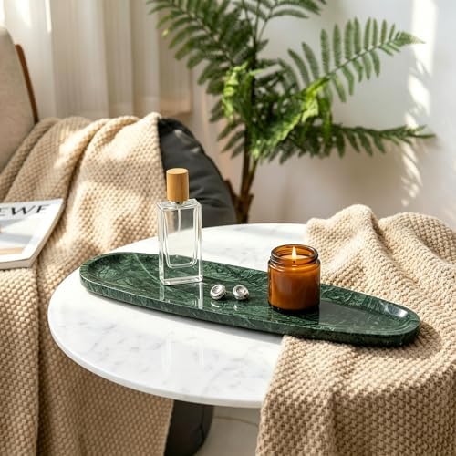 Natural Marble Vanity Tray, 16.6"x4.6", Green - Image 6