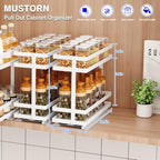 Mustorn 2 Pack Pull Out Spice Rack Organizer for Cabinet, 2 Tier Metal Slide Out Seasoning Organizer and Storage Heavy Duty Vertical Spice Rack Shelf Pullout for Kitchen Cabinets No Drilling (White) - Image 2