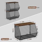 2 Tier Fruit Basket for Kitchen Counter, Stackable Onion and Potato Storage Basket, Wall Mounted Wire Basket with Wood Lid, Hanging Kitchen Storage Vegetable Organizer, 11.8 x 7.1 x 8.6 Inch - Image 6
