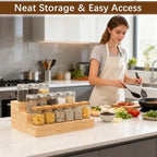 2 Pack 3 Tier Bamboo Spice Rack Organizer for Kitchen Countertop or Cabinet - Image 3
