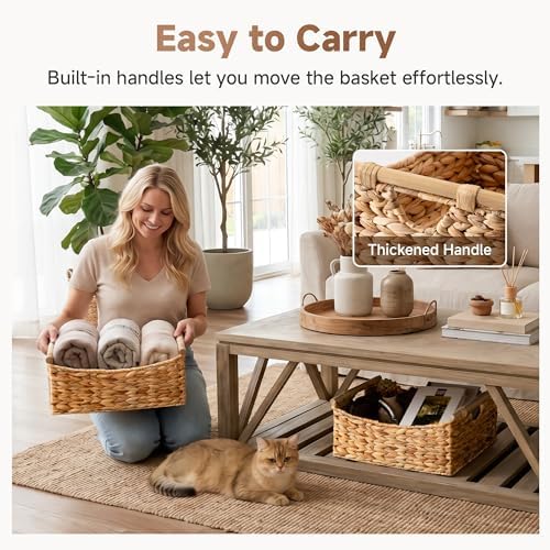 StorageWorks Extra Large Wicker Baskets with Handles, Hyacinth Basket,1Pack - Image 5