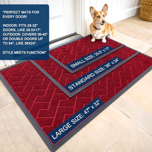OLANLY Front Door Mat Outside 47x23, All-Season Absorbent Rubber Doormat - Image 2