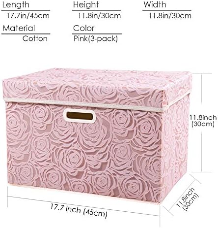 Prandom Large Storage Boxes with Lids,Pink-43x30x30cm,Foldable,3-Pack - Image 7