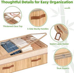 Livole Hand-Woven Bamboo Toilet Paper Storage with Lid & Handle, Natural - Image 5