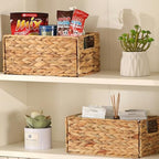 Vagusicc Wicker Storage Basket, Set of 2 Hand-Woven Storage Baskets for Organizing, Small Wicker Basket for Toilet Paper, Foldable Large Cube Storage Organizer Bins for Shelves (Water Hyacinth) - Image 4