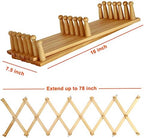 Dseap Accordian Wall Hanger: 16” High Wooden Wall Expandable Coat Rack, Hat Rack Holder, Accordion Hook for Baseball Caps, Coats, Mugs, 20 Peg Hooks, Natural - Image 6
