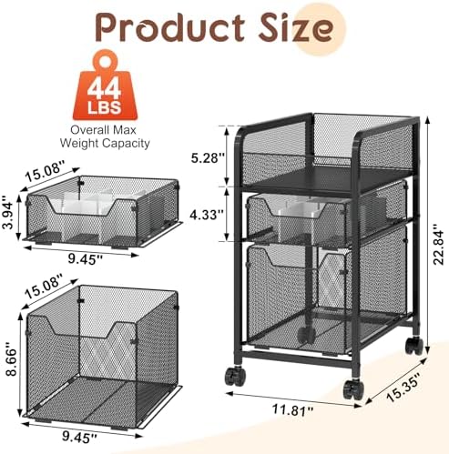 Hongtamoya Rolling Makeup Cart Organizer with 2 Drawers, Narrow Floor Skincare Organizers, Vanity Organizer Cosmetics Display Cases Holder for Skin Care Nail Polish Perfume Makeup Brush, Black - Image 6