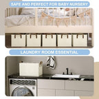 Closet Storage Bins, Fabric Closet Organizers and Storage Basket for Shelves, Collapsible Shelf Baskets for Organizing Shelves, Bedroom Clothes Basket, Beige, 3 Pack - Image 4