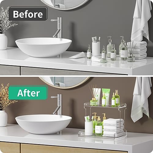 NPPLUS 2-Tier Clear Acrylic Bathroom Organizer Counter Storage Shelf - Image 4