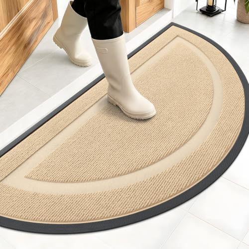 OLANLY Half Circle Front Door Mat Outside 47x23 All-Season Rubber Doormat by OLANLY