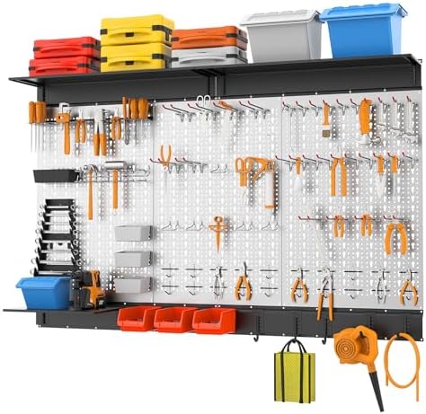 WALMANN 113 PCS Pegboard Wall Tool Organizer Kit with Pegboard Hooks, Grey - Image 2