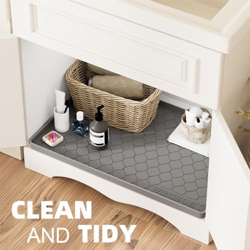 Winisok Waterproof Under Sink Mat 37" x 22", Silicone Mat, Dark Gray - Image 4