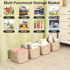 ICERZCZ Small Storage Baskets for Shelves Organizing, Woven Cotton Rope Baskets for Storage, Book Basket, Decorative Shelf Basket, 12.5"Lx9.1''Wx7.9''H (4 Packs) Mixed Brown - Image 4
