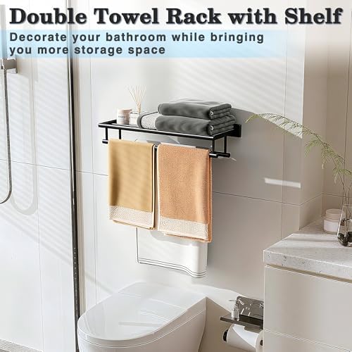 Alise Double Towel Racks for Bathroom Wall Mount 24 Inch,Matte Black - Image 6