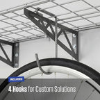 SafeRacks Steel Garage Wall Shelves 2-Pk w/Hooks, 300lb, Hammertone (12x36) - Image 5