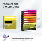 8-Tier Wall File Organizer with Base and Hooks, Hanging Organizer, Black - Image 7