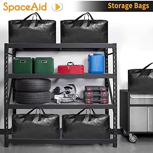 SpaceAid Heavy Duty Moving Bags 8 Pack, Large Storage Totes Bins with Backpack Straps, Strong Handles & Zippers, Packing Moving Boxes Supplies, College Dorm Room Essentials, Black - Image 3