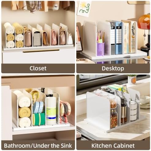 Stackable Purse Organizer for Closet Acrylic Shelf Divider, 6 Pack - Image 6