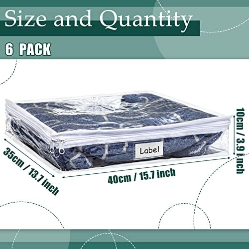 Hoolerry 6 Pcs Clear Plastic Clothes Storage Bags, 15.7 x 13.7 x 3.9 Inch - Image 2