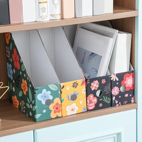 PerKoop 12 Pcs Decorative Magazine File Holders Foldable, Flower Design - Image 6