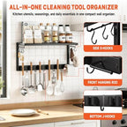 Broom Holder Wall Mount Heavy Duty, 26.8" Garage Tool Organizer with Shelf and Hooks, Metal Broom and Mop Organizer Wall Hanging for Laundry Room, Kitchen, Black - Image 5