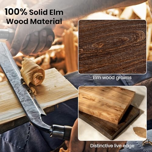 Floating Shelves for Wall, 55"x9.3" Rustic Solid Live-Edge Elm Wood Wall Shelves, Heavy-Duty Floating Shelves with Invisible Brackets for Living Room, Bedroom, and Kitchen, Natural Finish - Image 5