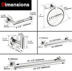 6 Pieces Brushed Nickel Bathroom Hardware Accessories Set Hand Towel Ring 16&23.6 inch Round Towel Bar Silver Toilet Paper Holder Towel Hooks 2 Pieces SUS 304 Stainless Steel,Heavy Duty,Wall Mounted - Image 7