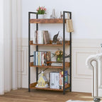 HCHQHS 4 Tier Bookshelf, Adjustable Industrial Bookcase, Vertical Tall Book Shelf, Wood and Black Metal Open Bookshelves for Home Office, Living Room, Bedroom - Image 6
