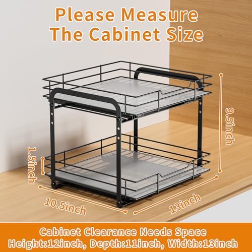 RCHYFEED 2 Tier Height Adjustable Pull Out Spice Rack,13.5" Wx10.5 Dx9.5 H - Image 6