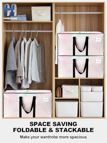 HOMESURE Supports 200lbs Heavy Duty Moving Bags - Strong Zipper & Wrap-Around Handles - Water-Resistant Storage Totes, Durable Alternative to Moving Boxes - 8 Pack - Semi-Transparent - Image 6